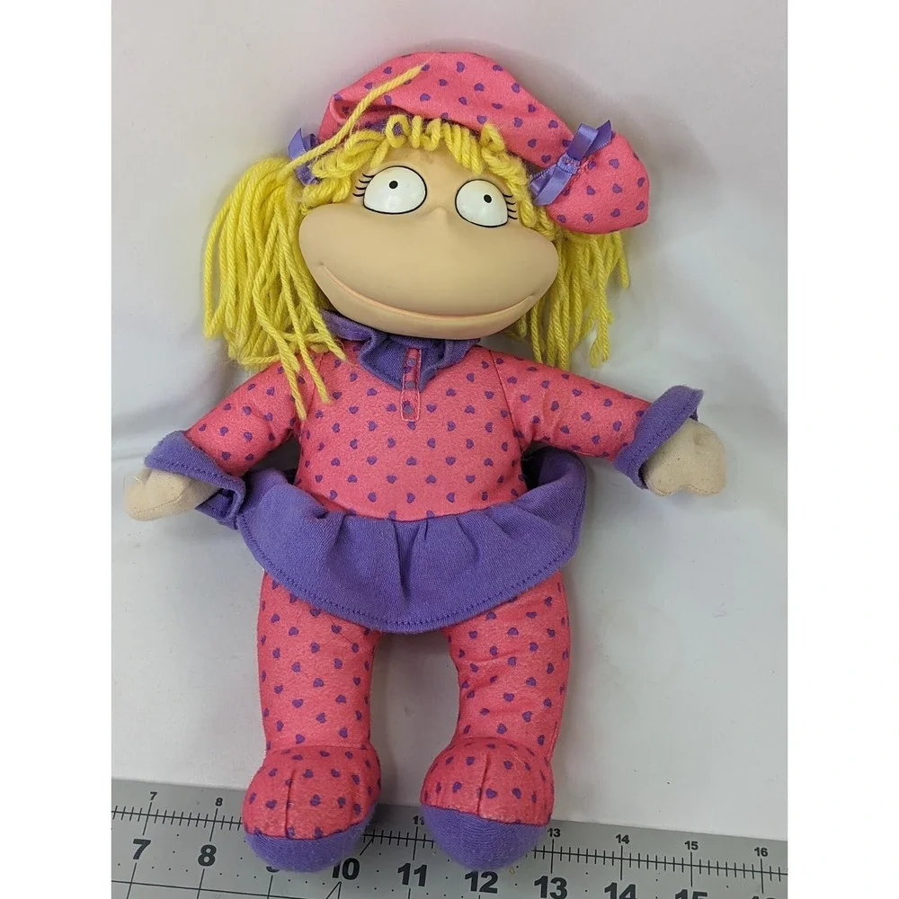 Mattel Rugrats Angelica Doll Plush 12 Inch Pink Purple‎ Hearts Stuffed